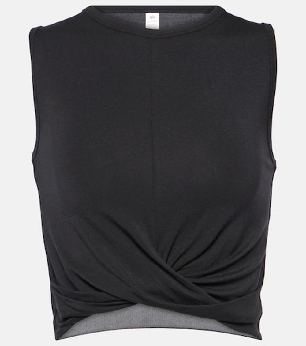 Alo Yoga Black Cover Tank Twist-Front Draped - Size L